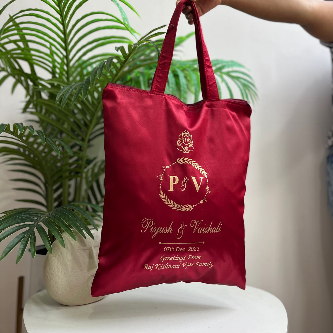 Satin Monogrammed Tote Bags