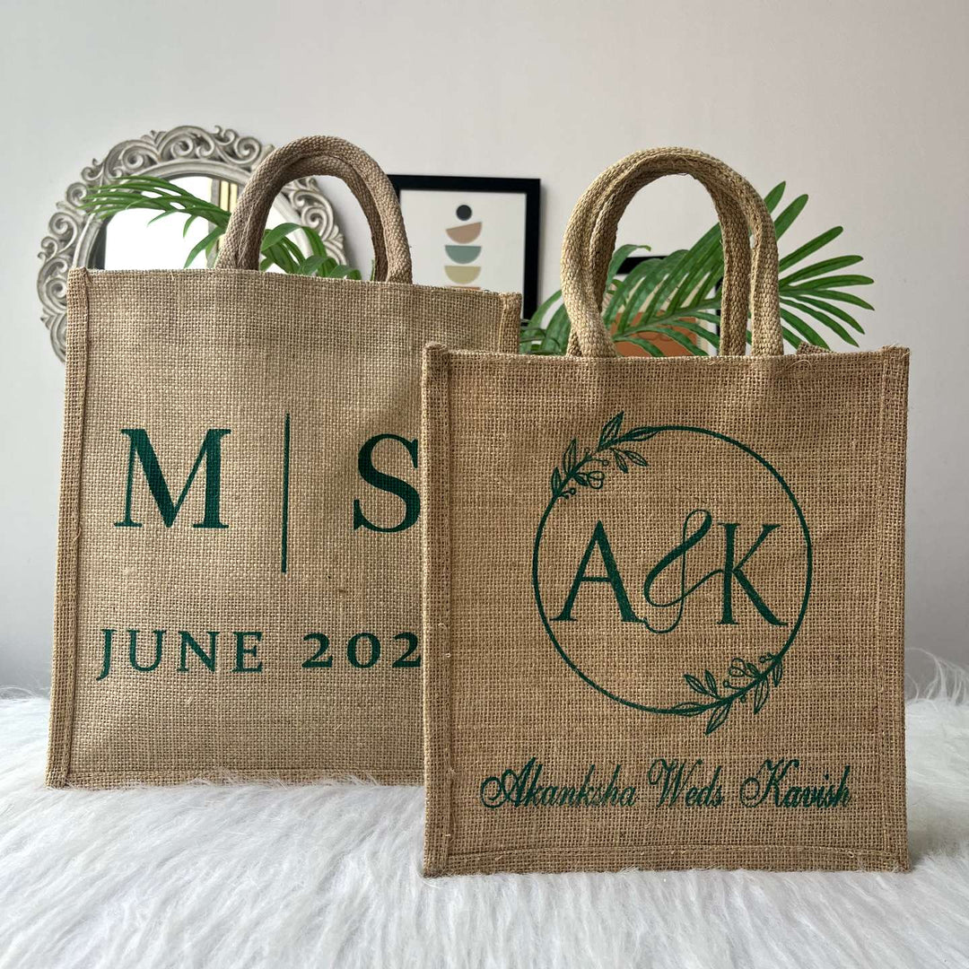 Jute Monogrammed Tote Bags