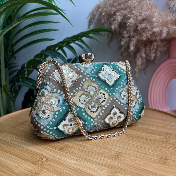 Bandhani mirror Frame Clutch