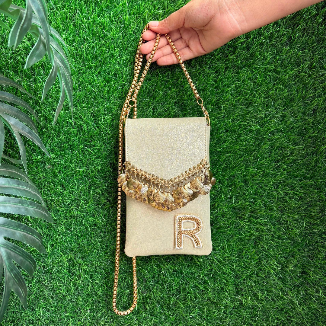 GOLD TASSELLED MOBILE SLEEVE - WITH CUSTOMISATION