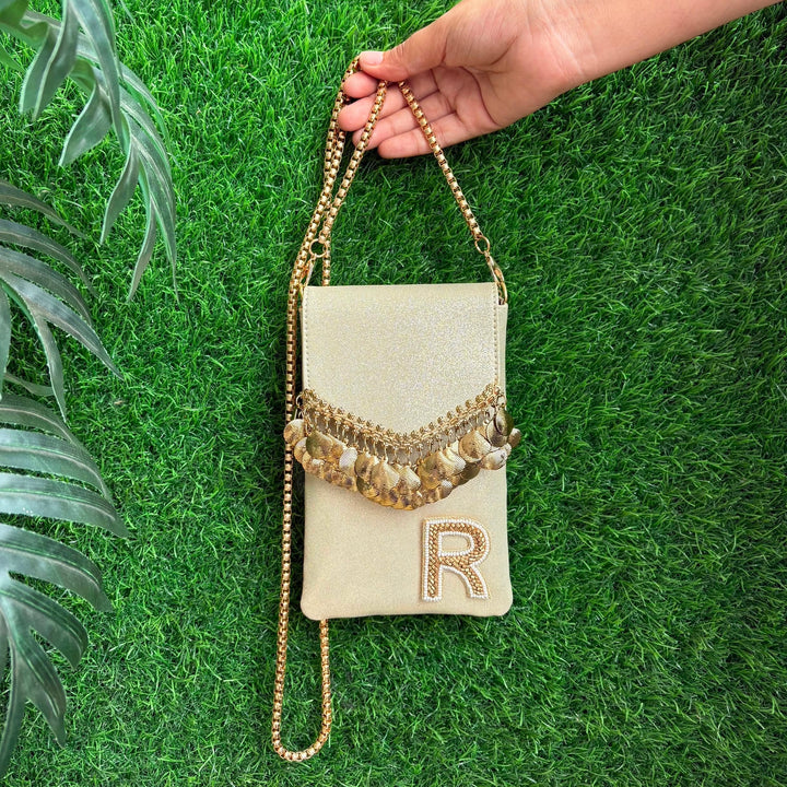 GOLD TASSELLED MOBILE SLEEVE - WITH CUSTOMISATION