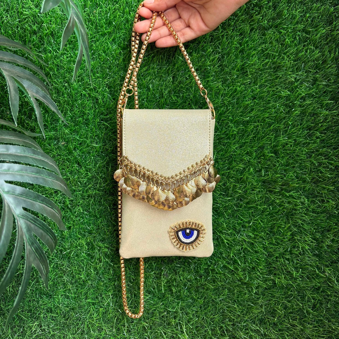 GOLD TASSELLED MOBILE SLEEVE - WITH CUSTOMISATION