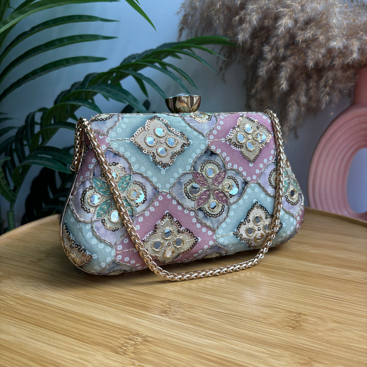 Bandhani mirror Frame Clutch