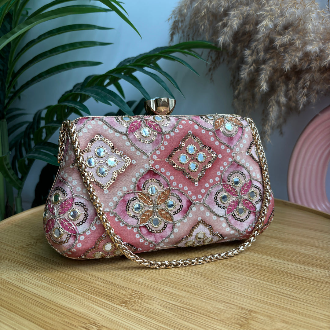 Bandhani mirror Frame Clutch