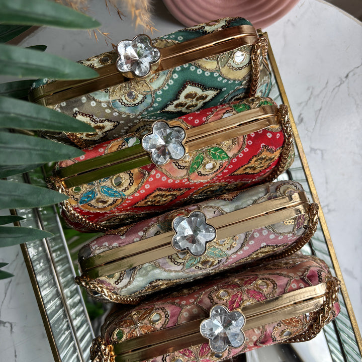 Bandhani mirror Frame Clutch