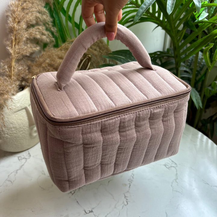 Luxe quilted travel pouch