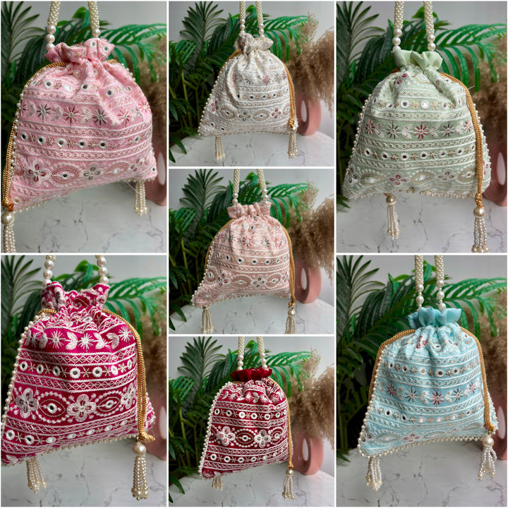 Chikankari Aayna Potli