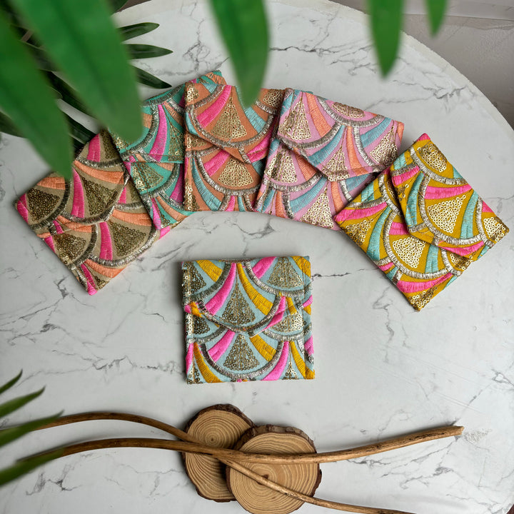 Multi-colour embroidered mini envelopes