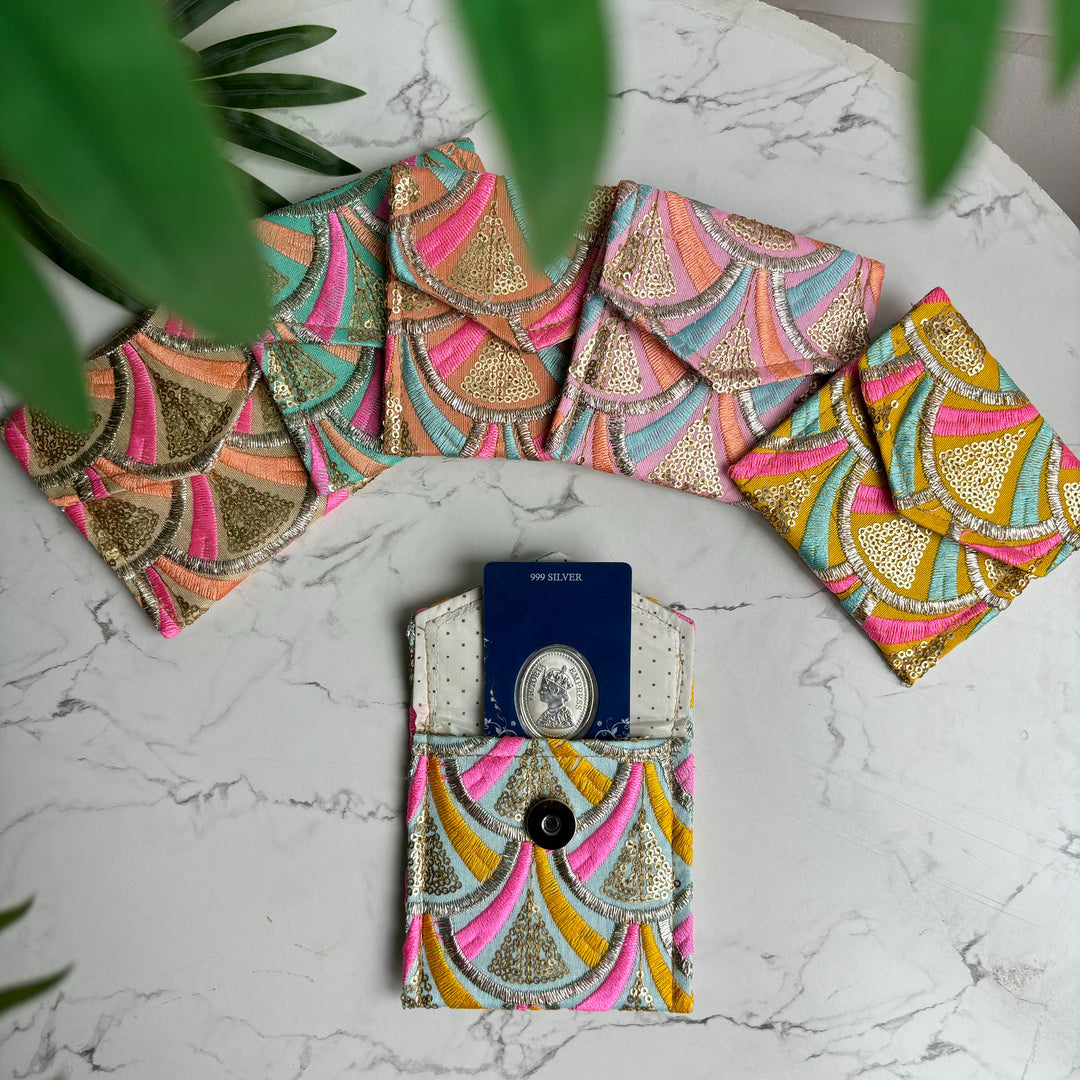 Multi-colour embroidered mini envelopes