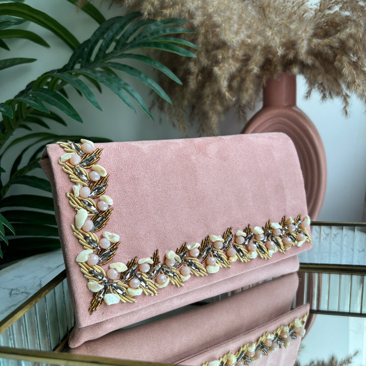 Suede stone Clutch