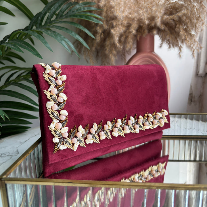 Suede stone Clutch
