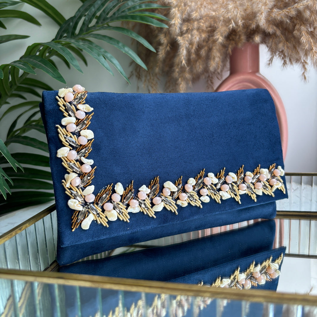 Suede stone Clutch