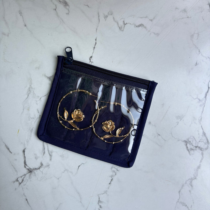 Stand-alone Earring pouches - Navy blue - Set of 10