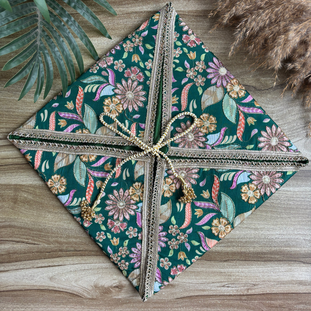Floral Luxe Sari Wrap - Trousseau pouch