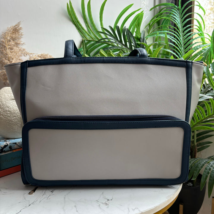 Dual colour tote bag with tiffin compartment