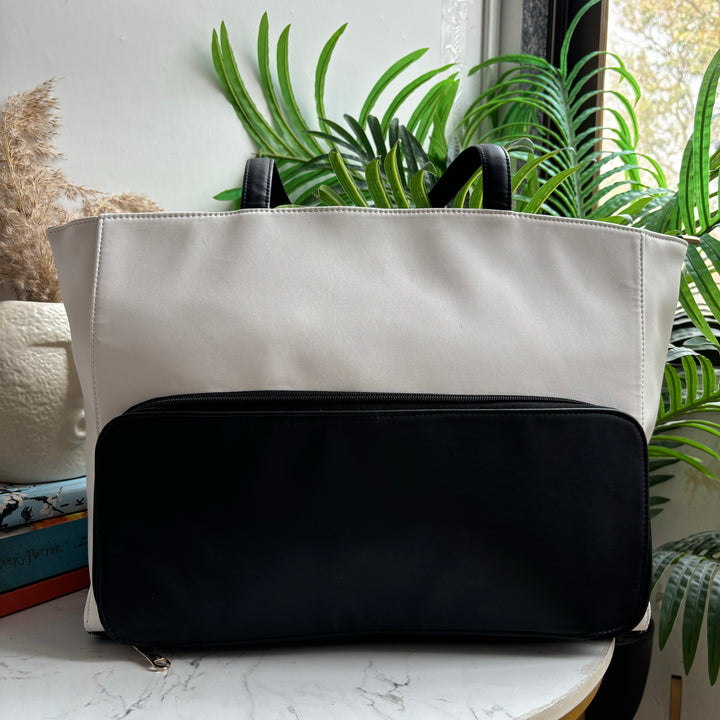 Dual colour tote bag with tiffin compartment