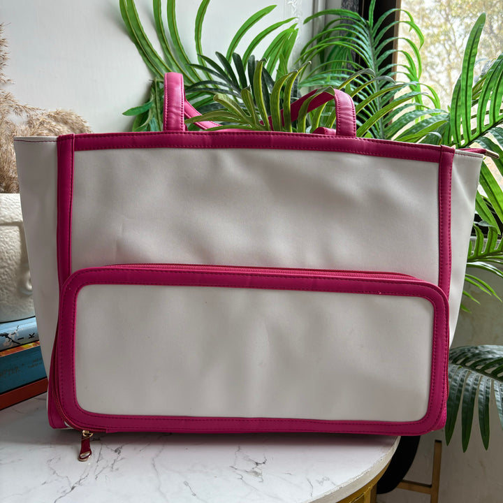 Dual colour tote bag with tiffin compartment